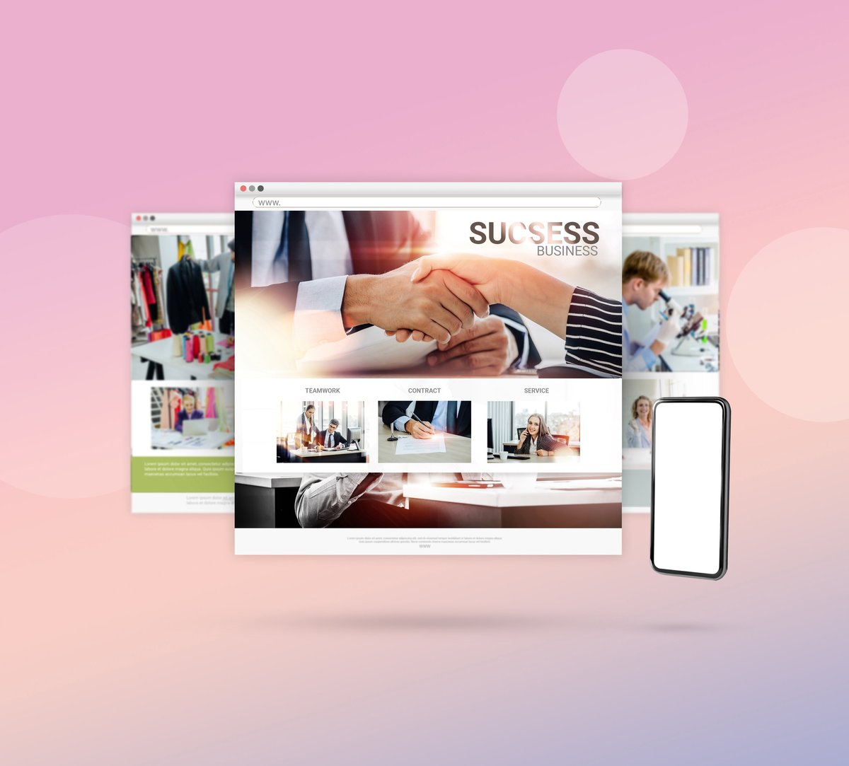 Web browser design business concept mockup