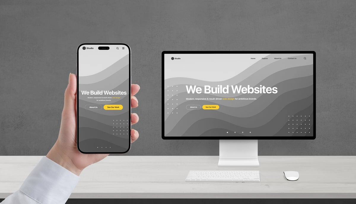 Responsive web design concept on phone and computer